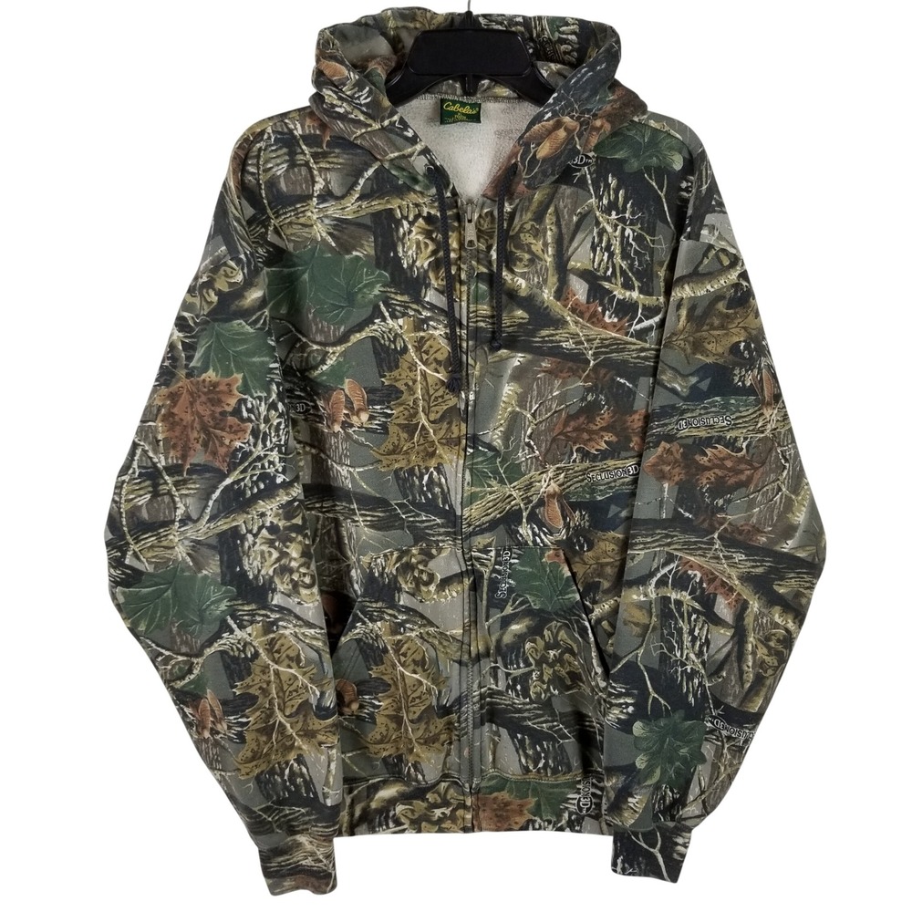 Cabelas Mens Seclusion 3D Camo Full Zip Hoodie XL Regular Green Brown Hunting